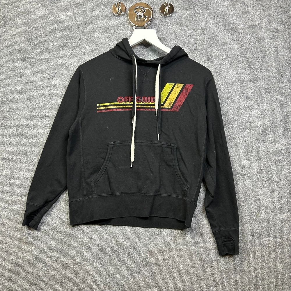 Independent Trading Co Off Grid Hoodie Men's Black Pockets Graphic Pullover - XS